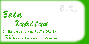 bela kapitan business card